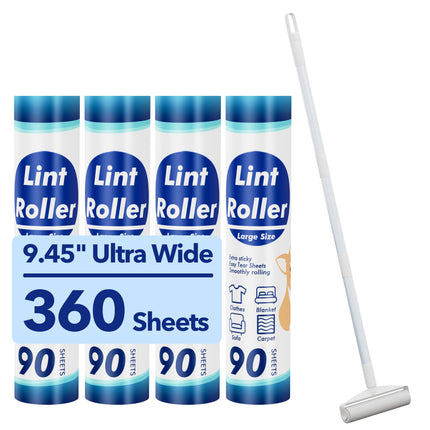 Large Lint Roller for Furniture, 9.45'' Rollers for Floor, 360 Sheets
