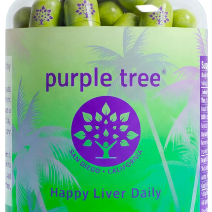purple tree Happy Liver Daily | Liver Support Supplement with Milk Thistle, Dandelion, Artichoke, Turmeric & Liposomal Glutathione | Antioxidant & Daily Liver Wellness | 60 Vegan Capsules