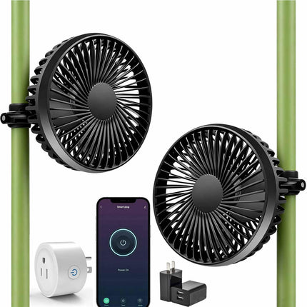 Brioeua 5" Grow Tent Fan, Smart Plug Remote & Timing, 3-Speed Quiet Airflow, Brushless Motor, Adjustable Clamp, 8 Ft Power Adapter for Hydroponics Cooling Ventilation Grow Tent Dual Clip Fans