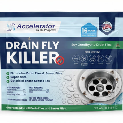 Drain Fly Killer Powder – Eliminates Drain Flies & Sewer Flies in Drains, Sinks, Showers – Fast-Acting Treatment - Septic Safe & Made in USA