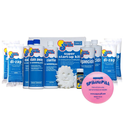 In The Swim Pool Deluxe Opening Chemical Start Up Kit and Spring Pill - Above Ground and In-Ground Swimming Pools - Up to 15,000