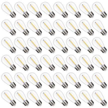S14 Replacement LED Light Bulbs, Shatterproof & Waterproof 1W S14 LED Bulbs, E26 Base Patio Edison LED Light Bulbs for Outdoor String Lights , Warm White 2200K Plastic 70LM Non-Dimmable 48 Pack