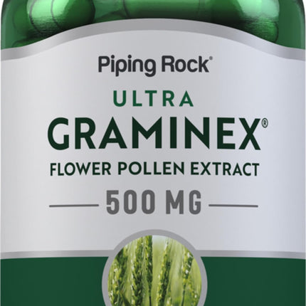 Piping Rock Graminex Flower Pollen Extract | 500mg | 60 Capsules | Supplement for Men and Women | Non-GMO, Gluten Free