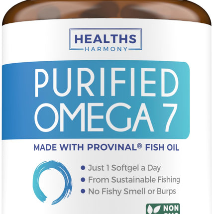 Omega 7 Supplement for Women and Men - High Potency & Purity Palmitoleic Acid Fatty Acid Fish Oil Supplement from Patented Provinal with Lowest Palmitic Acid - Sustainably Sourced (1 Month Supply)