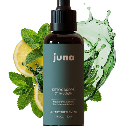 Juna Liquid Chlorophyll Drops – Daily Detox, Cellular Vitality, Internal Deodorizer | 3X Strength | Made with Real Lemon + Mint | Sugar-Free, Zero Fillers, Alcohol-Free