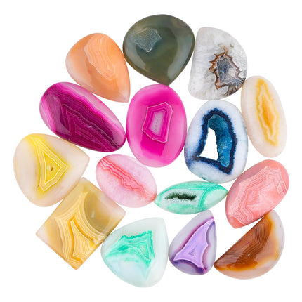 GEMKORA (5pcs) Designer Agate Druzy Mix Gemstones, Home, Office, Living Kitchen, Room Decor, Loose Gems, DIY, Wire Wrapping, Reiki, Wikka, Healing Crystals, Bulk Deal 20-40MM