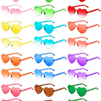 AGGKKY 24 Pairs Heart Shaped Sunglasses for Women Colorful Glasses Fun Trendy Transparent Heart Sunglasses Party Favor