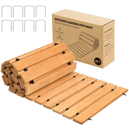 Wooden Garden Pathway Outdoor Walkway - 8 FT Roll Out Walkway