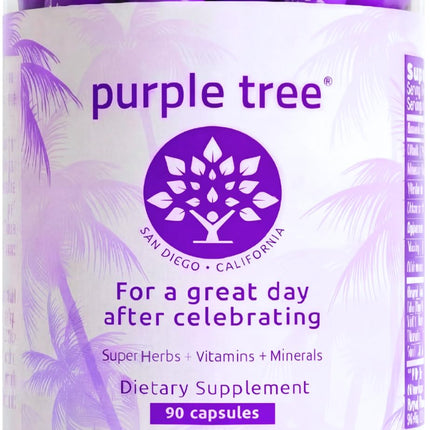 purple tree Post-Celebration Wellness Supplement | Liposomal Dihydromyricetin (DHM), L-Glutathione, Milk Thistle for Liver Support & Hydration | Electrolytes, B Vitamins, Willow Bark | 90 Pills