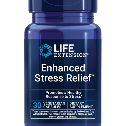 Life Extension Enhanced Stress Relief, Lemon Balm Extract, L-theanine, decompress with This Supplement for Stress, Gluten-Free, Non-GMO, Vegetarian, 30 Capsules