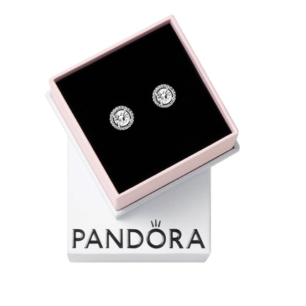 PANDORA Round Sparkle Stud Earrings - Classic Earrings for Women - Great Gift for Women - Made with Sterling Silver & Cubic Zirconia, With Gift Box