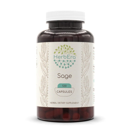 HerbEra Sage 120 Capsules, 500 mg, Sage (Salvia officinalis) Dried Leaf (120 Capsules)