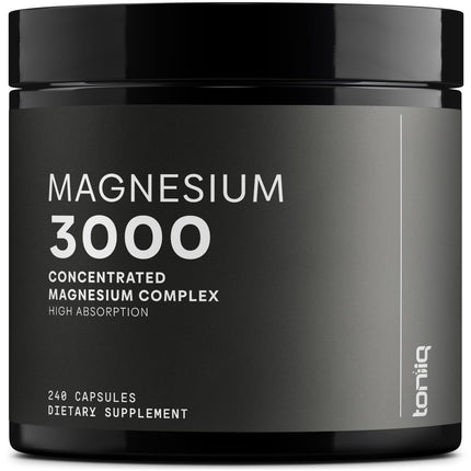 Toniiq 3,000mg Ultra High Strength Magnesium Glycinate - 20% Purified to Contain 600mg of Elemental Magnesium - Chelated and Bioavailable Magnesium Supplement - 240 Veggie Capsules