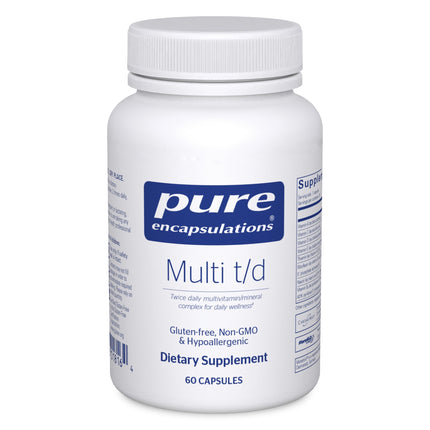 Pure Encapsulations Multi T/D - Multivitamin & Mineral Supplement - for Daily Wellness, Cardiovascular & Immune Health* - Rich in Vitamins & Minerals - Gluten Free & Vegetarian - 60 Capsules