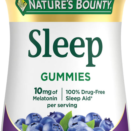 Nature’s Bounty 10 mg Melatonin Gummy, 100% Drug Free Sleep Supplement, 10 mg, Blueberry, 140 Ct