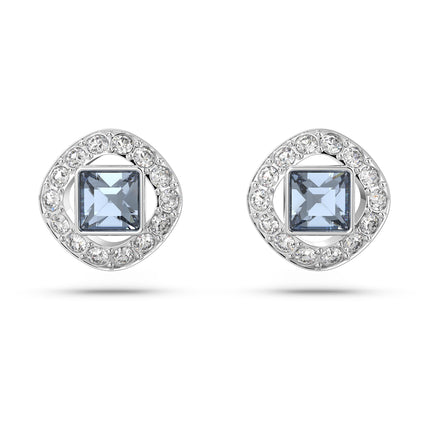 Swarovski Una Angelic Stud Earrings, Square Cut, Cool Blue Crystals, Rhodium Finish