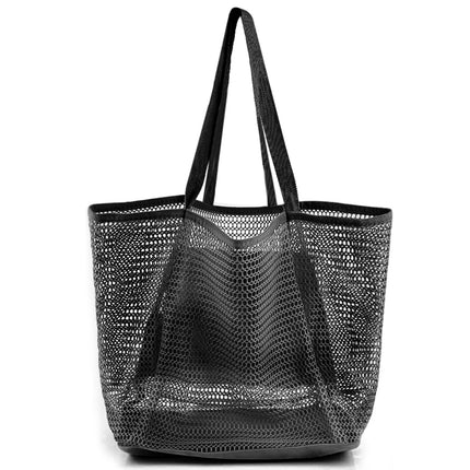 HOHOM Beach Bags for Women, Summer Travel Mesh Tote Bag with Large Inner Pocket, Sandproof Woven Shoulder Handbag Swim Pool Bag, Suit for Family Vacation Essentials