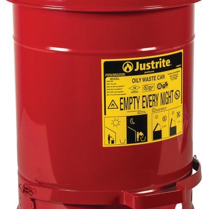 Justrite 10 Gallon Galvanized Steel Oily Waste Can