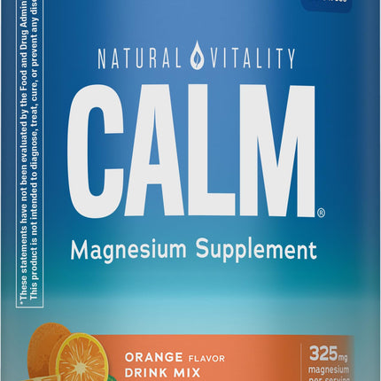 Natural Vitality Calm, Magnesium Citrate Supplement, Anti-Stress Drink Mix Powder, Gluten Free, Vegan, & Non-GMO, Orange, 16 oz