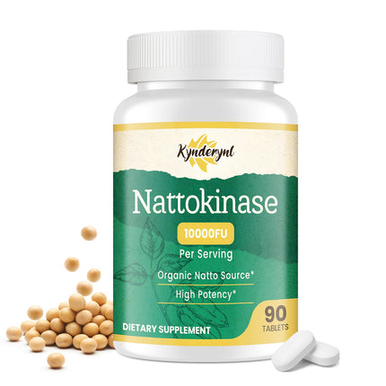 Kynderynl Nattokinase Supplement 10000FU – Organic Natto Enzyme 500mg for Circulatory Wellness, Enteric-Coated Tablets Aiding Digestion & Assisting Absorption, Vegan, 90 Tablets (90-Day Supply)