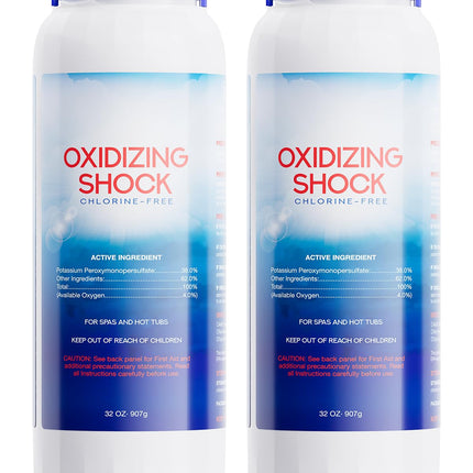 POOLHOUR 32 Oz Non-Chlorine Oxidizing Shock for Hot Tub, Oxidizer for Spas and Swimming Pools, Hot Tub Shock, 2 Pack