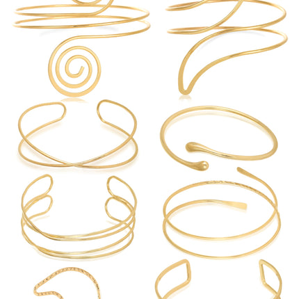 TRWWELL 8PCS Gold Arm Cuff Jewelry for Women Upper Arm Band Cuff Bangle Bracelets Adjustable Minimalist Armband Armlet Set