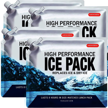 ABOXOBOG Reusable Ice Packs for Lunch Box Long Lasting Slim Gel Freezer Packs for Cooler Bag Cooler Backpack, Keeps Food Cold Fresh for Work & School & Travel(6.5"x7.5"x4P)