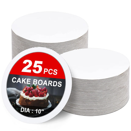 ZENOWICK 25-Packs Cake Boards 10 inch Round, White Cake Board Rounds