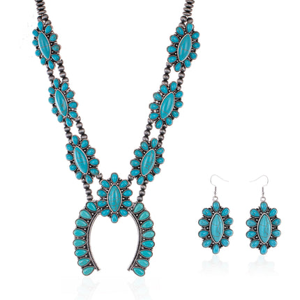 Montana West Turquoise Naja Necklace & Dangle Earring Jewelry Set for Women