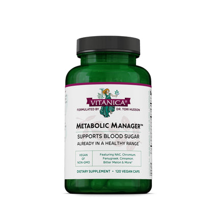 Vitanica Metabolic Manager - Herbal Supplement to Support Healthy Metabolic Response - Dietary Supplement with Vitamin D - Vegan Antioxidant Supplement - 120 Capsules