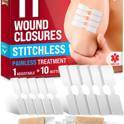 Emergency Wound Closure Strip - Laceration Closure Kit - Stitchless & Easy to Use - Butterfly Bandage