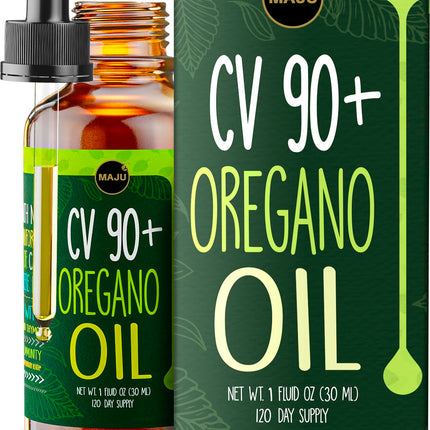 Maju Superfoods Oregano Oil Drops, Potent 90%+ Carvacrol (1 fl Oz) Wild Mediterranean Essential Oil of Oregano Liquid, Aceite de Oregano, Immune and Seasonal Support