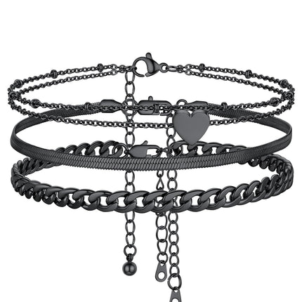 FOCALOOK Anklet Bracelets Set for Women, Plus Size Chain Anklet 8.5-10.5"