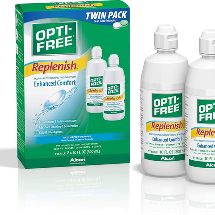 Opti-Free Replenish Multi-Purpose Contact Lens Cleaning and Disinfecting Solution with Lens Case, 10 FL OZ (Pack of 2)