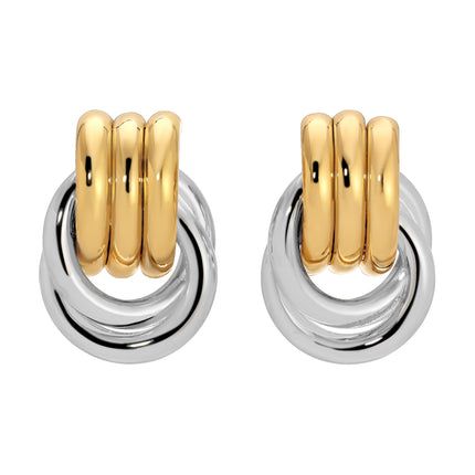 Baby Knot Mixed Metal Statement Earrings – 18K Gold & Silver Plated Earrings – Modern Twisted Knot Design – Bold Everyday Jewelry by Heaven Mayhem