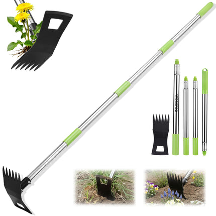 WORKPRO Weed Puller Tool with Long Handle, 2-in-1 Garden Hoe & Weed Rake