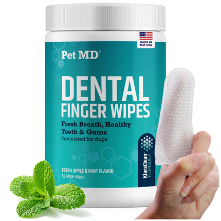 Pet MD Pet Dental Finger Wipes for Dogs - Fresh Apple & Mint Flavor - 50ct
