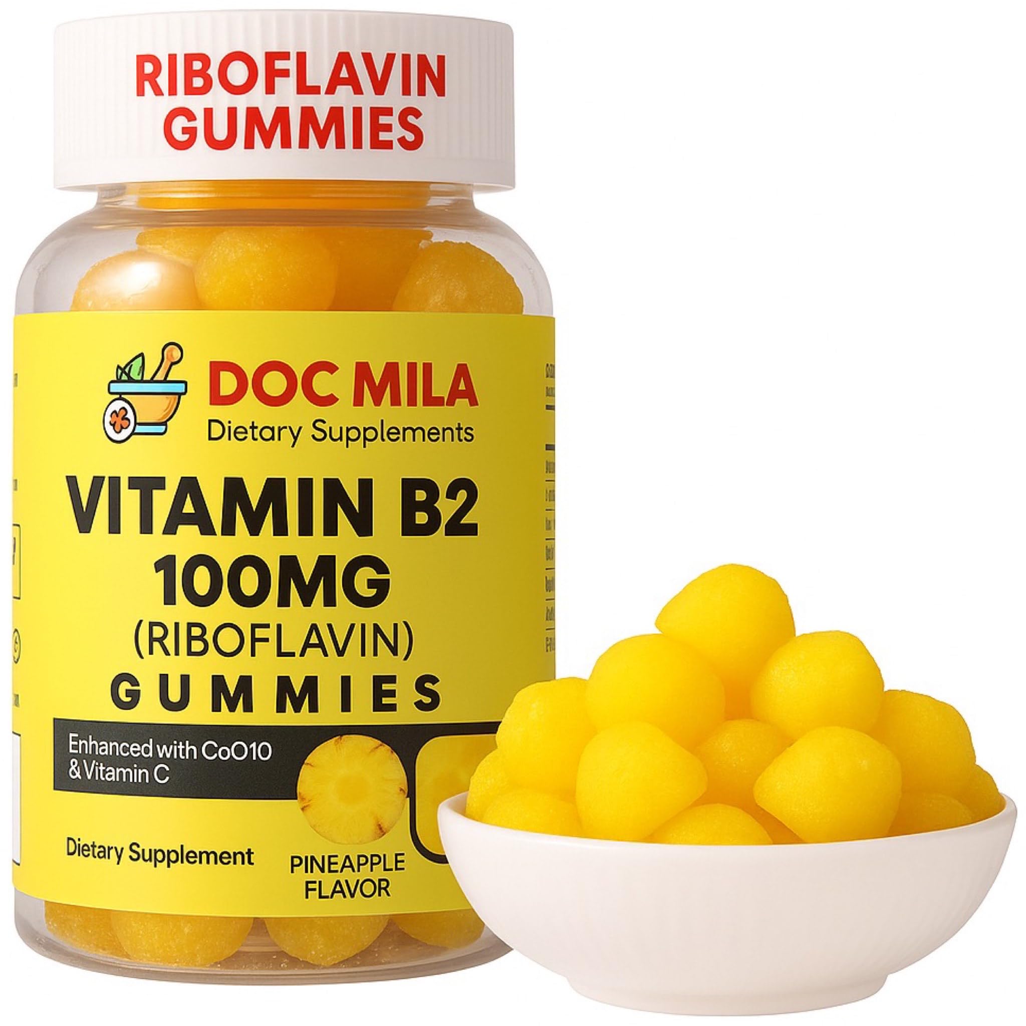 Chewable Riboflavin Doc Mila Vitamin B2 100mg Gummies for Adults and Kids - Riboflavin 100 ...