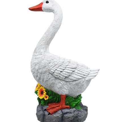 Clerodendrum Joyful Porch Goose Statue Cygnus, Classic, Detailed, Big Resin Garden Lawn Yard Décor, Sculpture, 20 inches High Figurine, Duck, Indoor and Outdoor, by GGTown TM