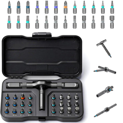 2026 New 24 in 1 Magnetic Ratchet Screwdriver Set, DIY Screwdriver Set with Detachable Handle, Portable Compact Repair Tool Kit for Furniture Laptop Electronicsv Bicycle