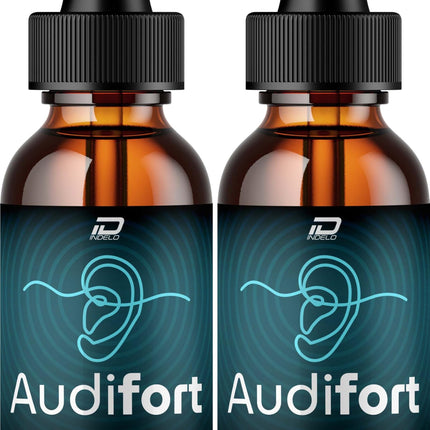 Indelo Audifort Drops - Audifort Pro 24, Audifort Pro Liquid Ear Ringing Relief, Audifort Reviews (2 Pack – 2 Month Supply)
