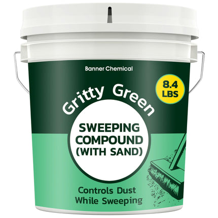 Gritty Green Sweeping Compound with Sand – Effective Dust Control on Cement & Unfinished Floors, Grit and Sand Breaks Up Loose Dust for an Even Deeper Clean, Oil Free, Made in USA (8.4 lbs)