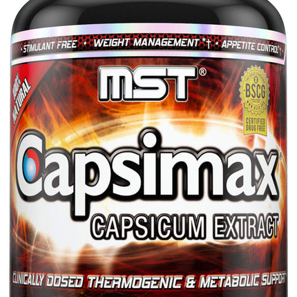 MST Capsimax Supplement 100mg V Capsules, 60 Servings Clinically Dosed Weight Management, Thermogenic, Appetite Control, Calorie Burning, Metabolic Health, Stimulant Free. BSCG Certified