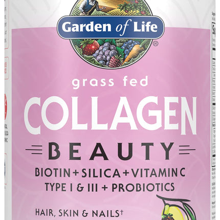 Garden of Life Grass Fed Collagen Beauty - Strawberry Lemonade, 20 Servings, Powder for Women Men Hair Skin Nails, Hydrolyzed Collagen Peptides Protein Powder Supplement