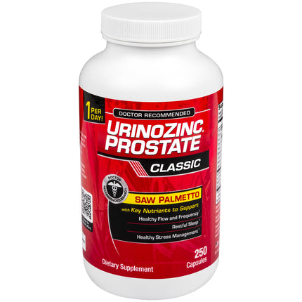 Urinozinc Classic Prostate Supplement for Men, 1 Capsule per Day, Saw Palmetto & B Vitamins (Over 8 Month Supply, 250 Count)