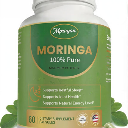 Moringa Capsules 800mg – Moringa Oleifera Leaf Powder Superfood Herbal Supplement for Natural Energy, Immune, Antioxidant & Detox Support – Vegan, Non-GMO, 60 Veg Capsules