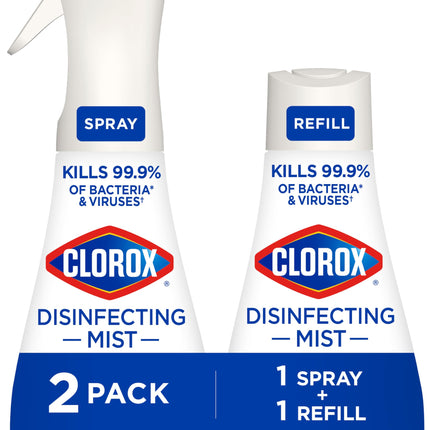 Clorox Disinfecting Mist, Lemon and Orange Blossom, 1 Spray and 1 Refill, 16 oz Each