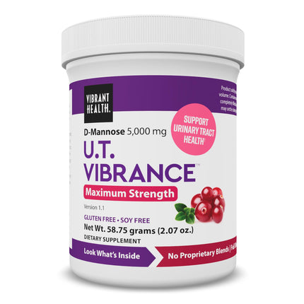Vibrant Health, U.T. Vibrance Powder, Crisis Intervention for Urinary Tract Health, 5000mg D-Mannose, 10 Servings