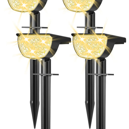 GKGG Solar Lights Outdoor Waterproof IP65, Solar Powered 76 LED 3 Lighting Modes Solar Spot Lights Outdoor for Yard Garden Landscape Pathway (Warm White, 4 Pack)