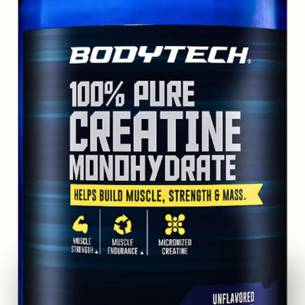 BodyTech Creatine Monohydrate Powder, Unflavored Micronized Creatine Formula for Men and Women, 5g per Serving, Pre Workout & Post Workout Supplement, Gluten Free, Sugar Free, 10.58 Oz, 60 Servings